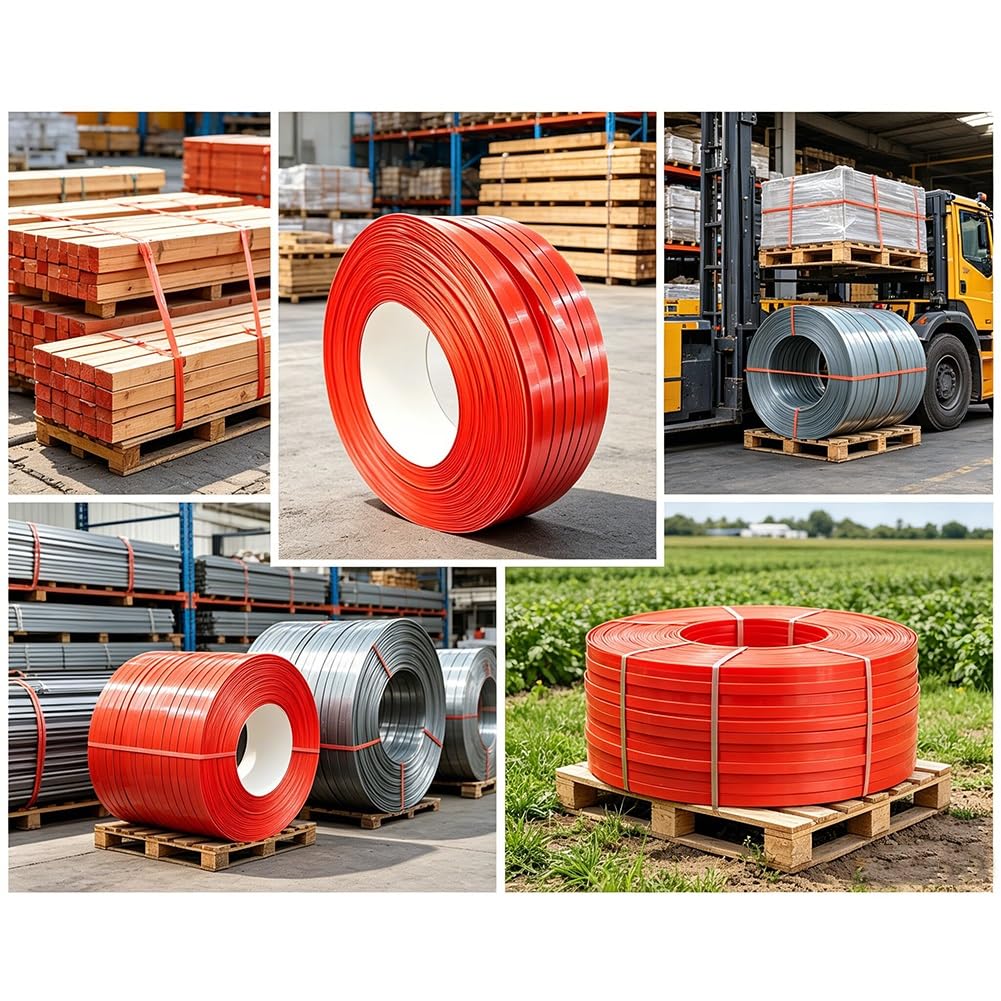 Corda in fibra intrecciata piatta resistente, rotoli di nastro per imballaggio, reggiatura in poliestere per trasporto e imballaggio sicuri