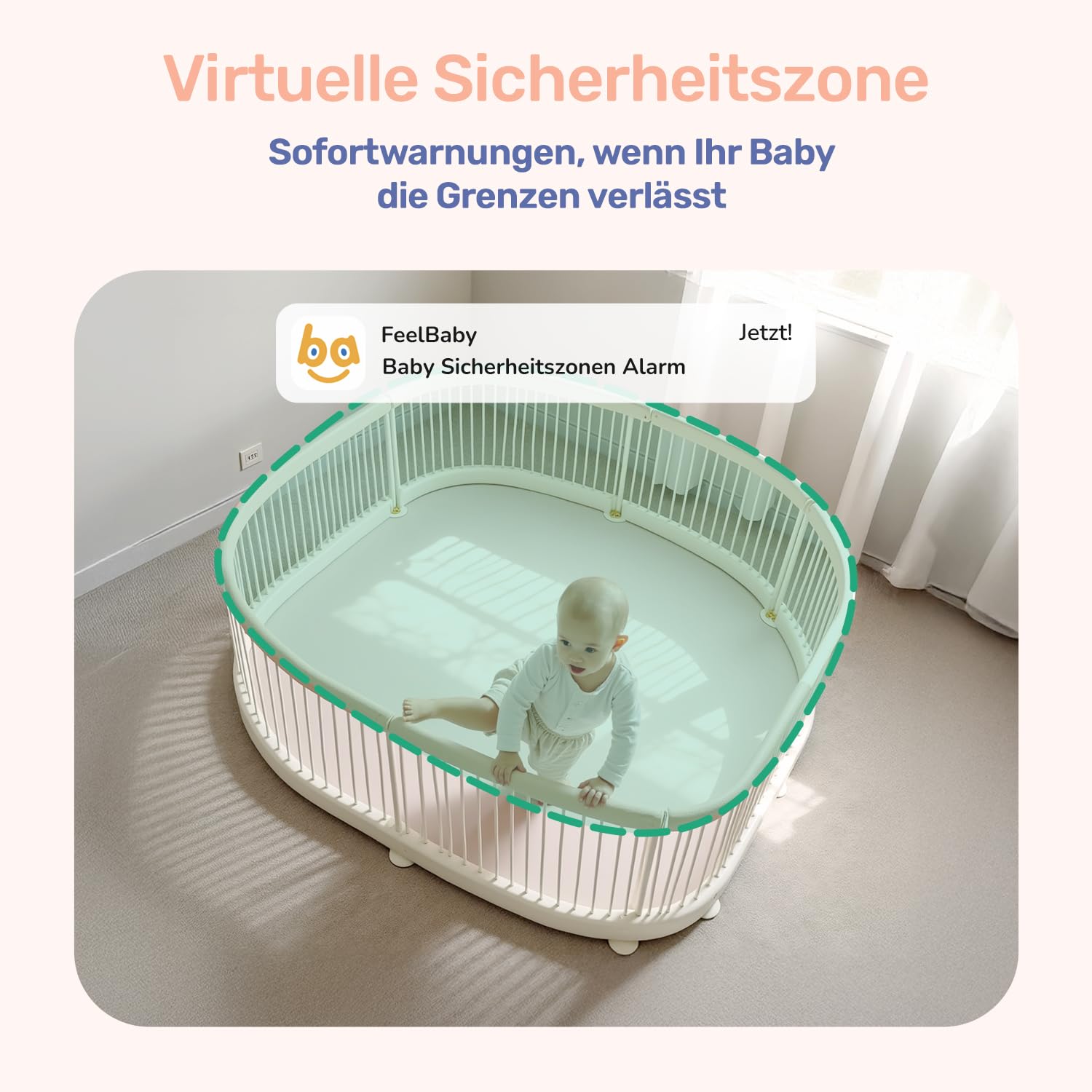 360 Grad Babyphone mit Kamera, 4'' IPS WLAN Video Babyfon, Nachtsicht, 2 Wage Audio, Bereich alarme, Temperatur, 500m hohe Reichweite Baby Kamera und APP ohne ABO