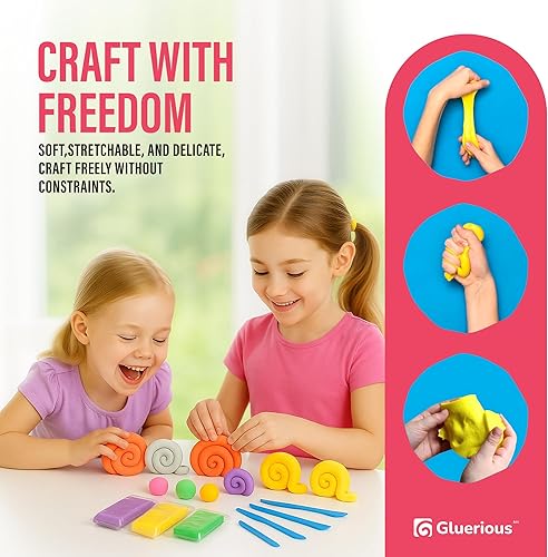 Miniatura 4 de Arcilla seca al aire para niños y adultos - Kit de arcilla mágica para modelar 50 colores vibrantes, 100 ojos saltones y material suave y seguro,