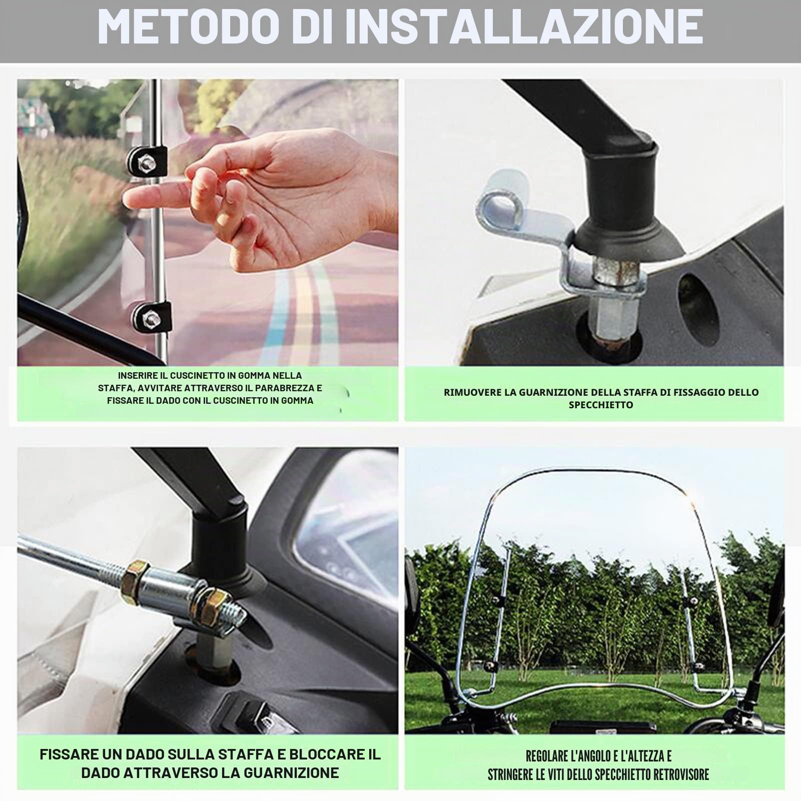 Parabrezza per Moto,Parabrezza Universale per Parabrezza per Moto Spoiler per Scooter Parabrezza con Bordo allargato Deflettore del Vento