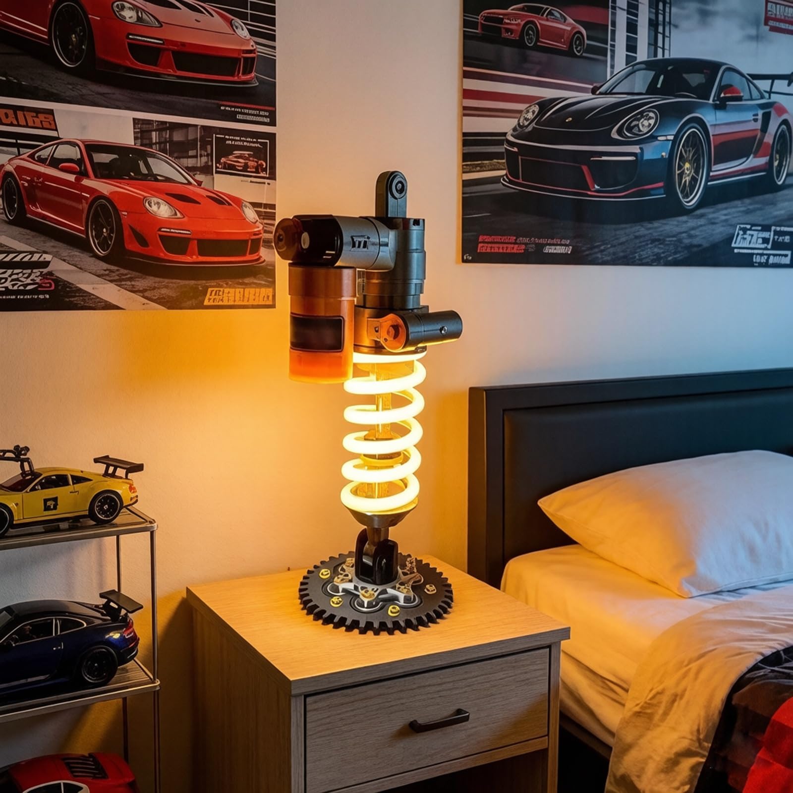 Lampa Coilover, Lampa stołowa drukowana w 3D, regulowana dotykowo