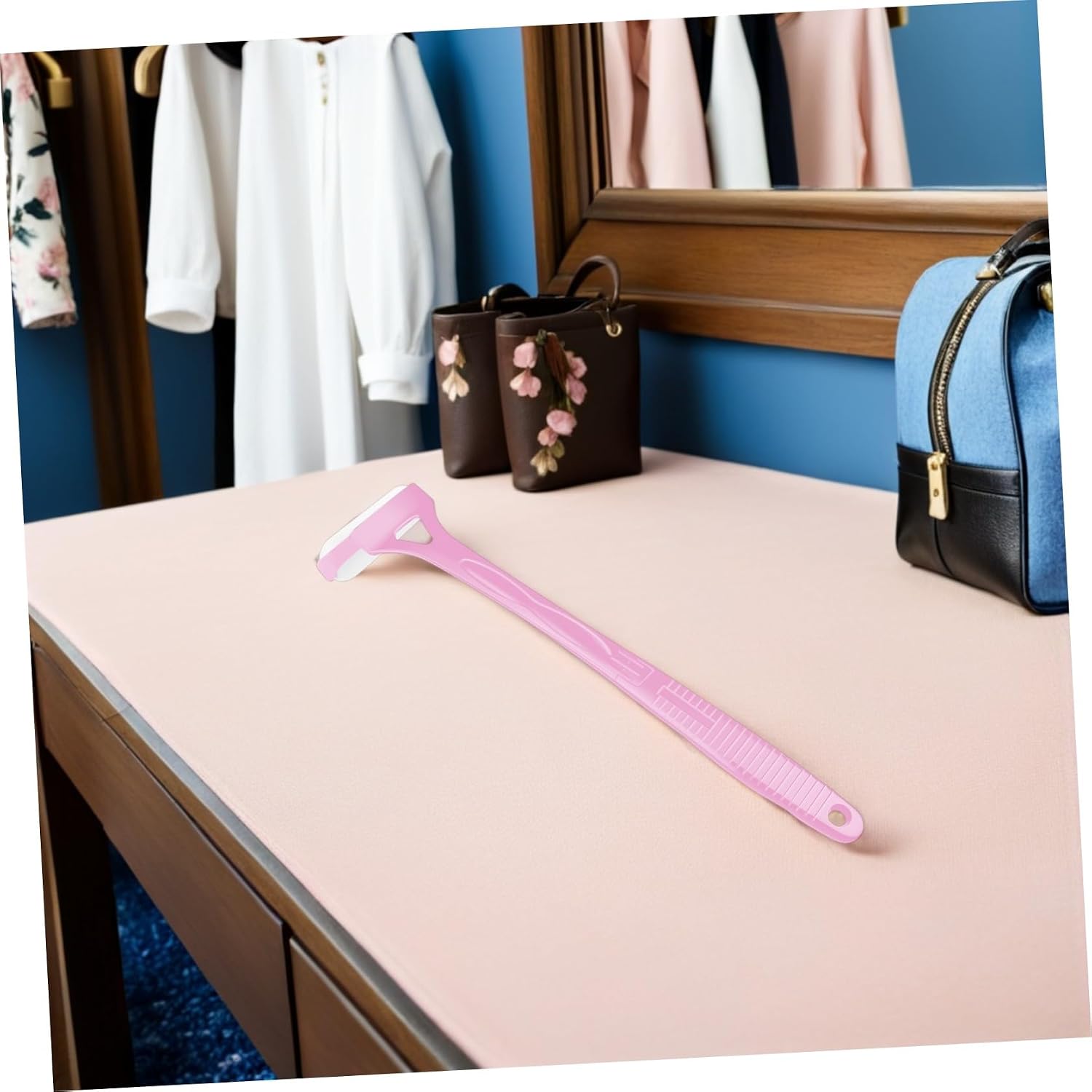 Back Lotion Applicator Roller with Folding Handle 29-46.5cm, Cream Spreader for Hard-to-Reach Areas, Pink Lotion Applicator for Body Sunscreen Use and Elderly Self-Care
