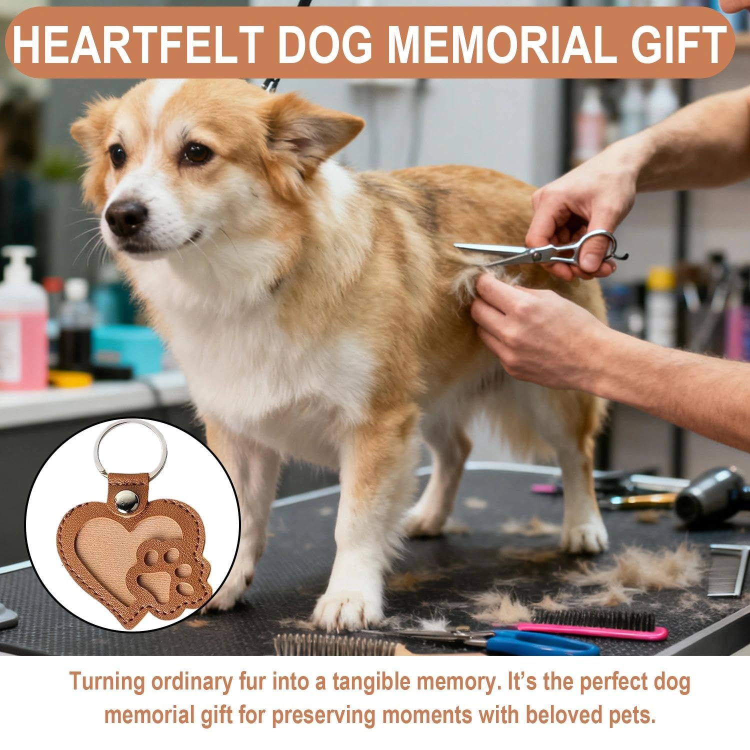 Srumvoat 2 Pack Personalised Pet Hair Keepsake Box, Custom Pet Memorial Keyring for Dog Hair or Cat Fur Pets Remembrance Gift - Image 3