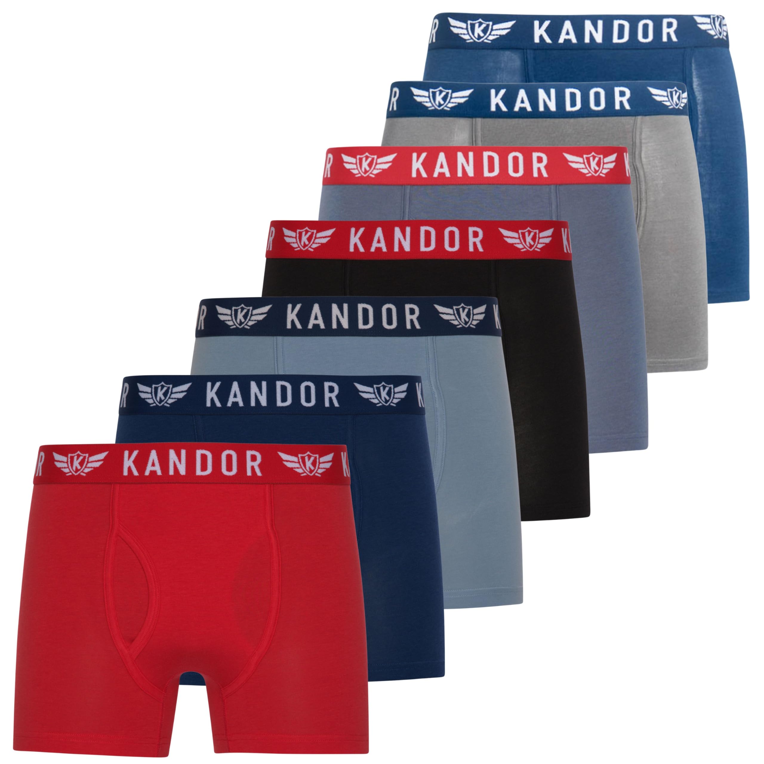 Kandor Herren Bambers Bambus Boxershorts (7er Pack) Premium Bambus-Baumwolle Stretch Unterwäsche Multipack mit atmungsaktivem Stoff & elastischem Bund Größen S-XXL