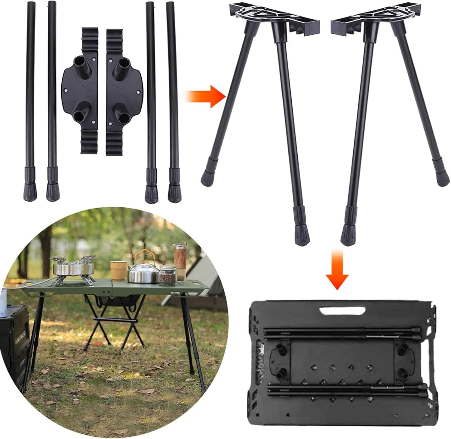 Tissting 4pcs Adjustable Folding Table Legs 14-23in Height Aluminum Alloy - Portable Camping Desk Legs with Nylon Connectors for Computer Coffee Table Home Furniture