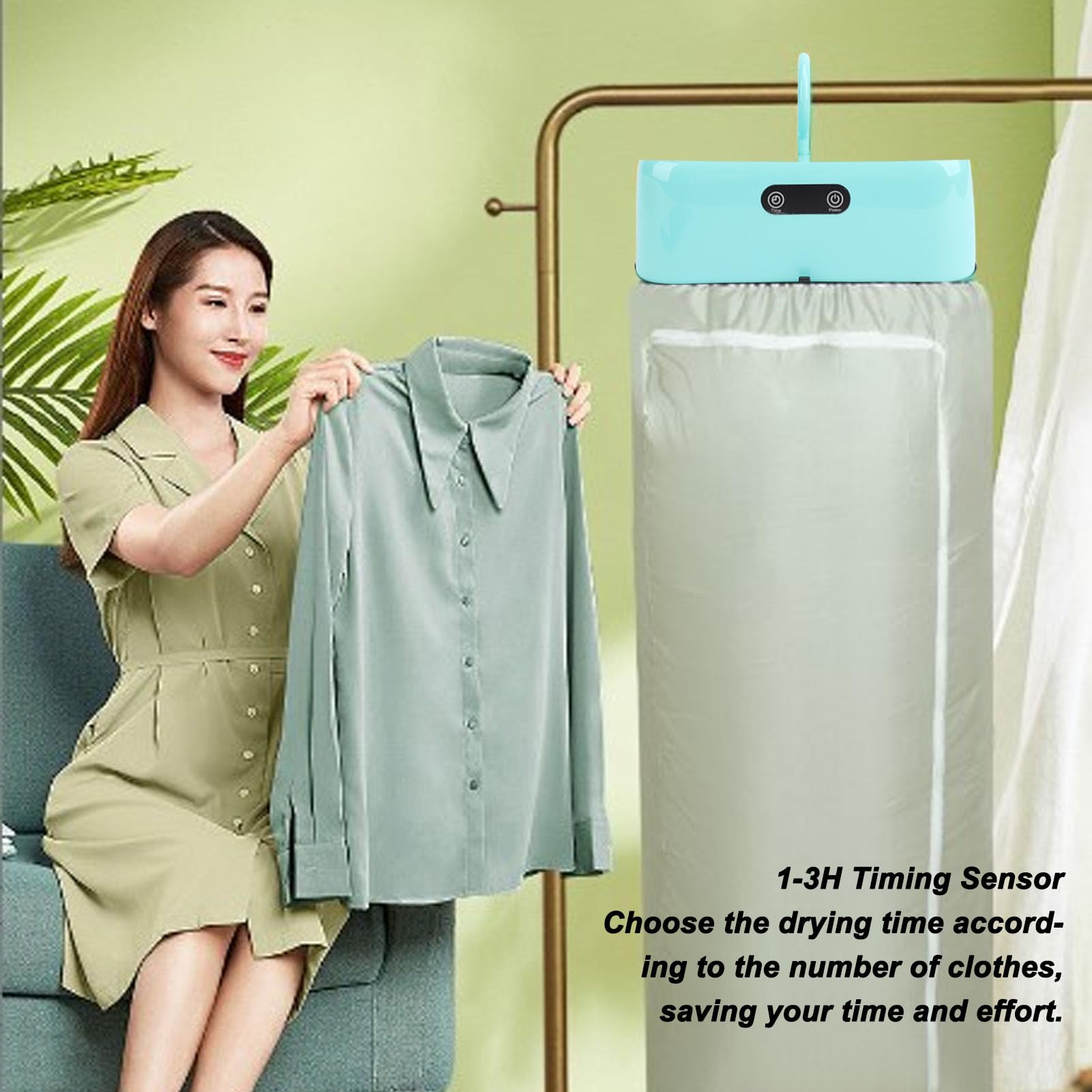 Mini Secadora de Ropa, Secadora de Ropa Portátil con Avanzado de Circulación de Aire Caliente, Secadora Eléctrica Compacta para Viajes, Ventilador de Aire (Enchufe europeo