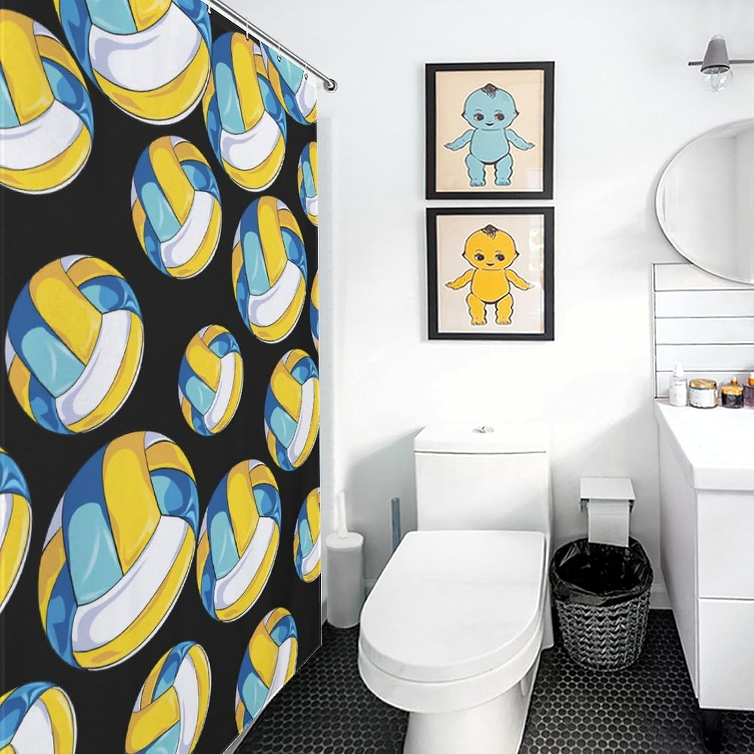 Volleyball Mom Shower Curtain 46.85x70.87Inch（119x180cm） Polyester Bath Curtain Shower Curtains Printed Decorative