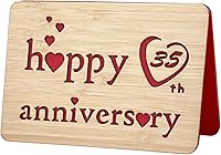 Vista 26 de Tarjeta de 5 aniversario de madera, hecha a mano, 5 años, aniversario de boda, tarjetas de regalo de felicitación, tarjeta de aniversario de cinco
