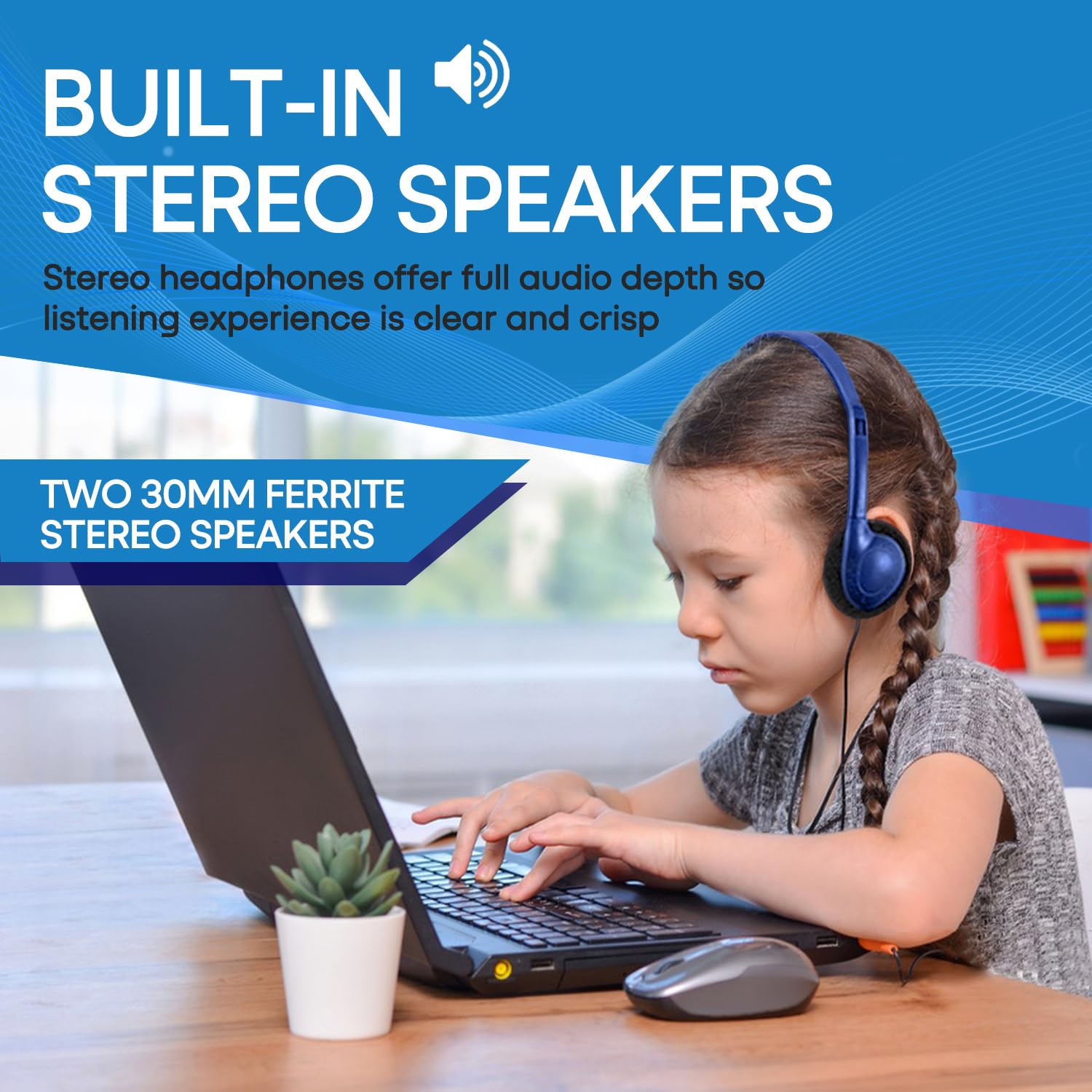 CN-Outlet Paquete de 10 auriculares de aula para escuela, bibliotecas, estudiantes, adultos, en bolsas individuales, desechables al por mayor (negro) (azul oscuro, paquete de 25)