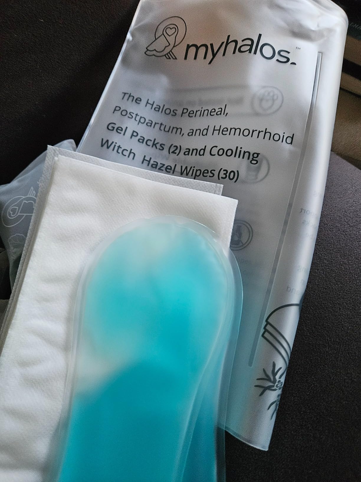 MyHalos 44pcs Perineal Ice Packs for Postpartum & 30 Witch Hazel Wipes
