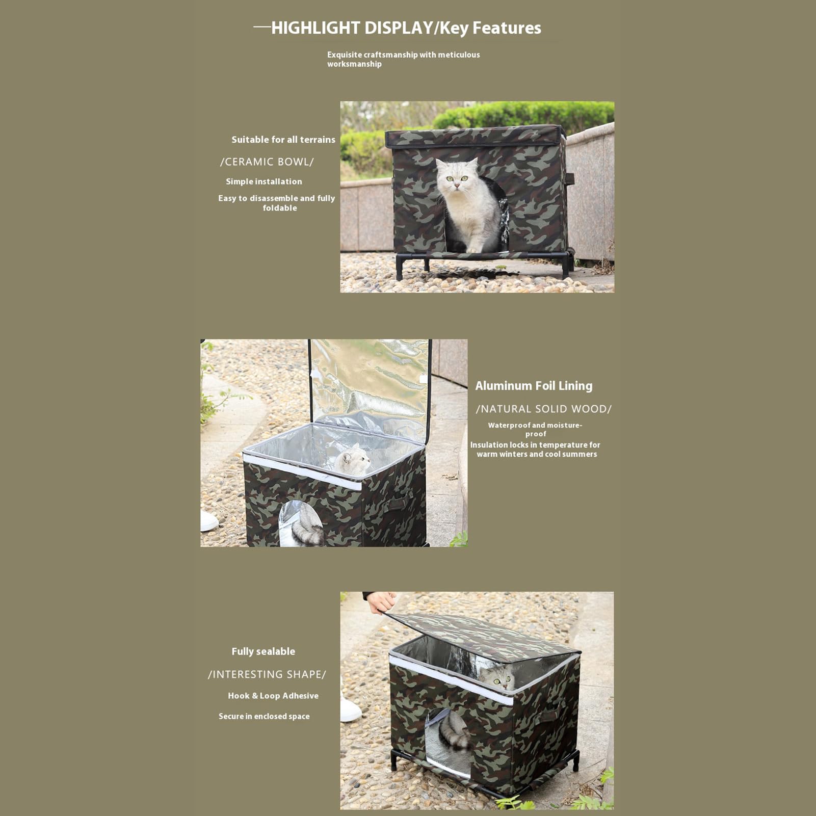 Case Per Gatti Da Esterno Tenda Isolata Impermeabile e Calda | Rifugio per Gatti con Base Sollevata e Finestra Trasparente per Cane Pollo Coniglio Inverno