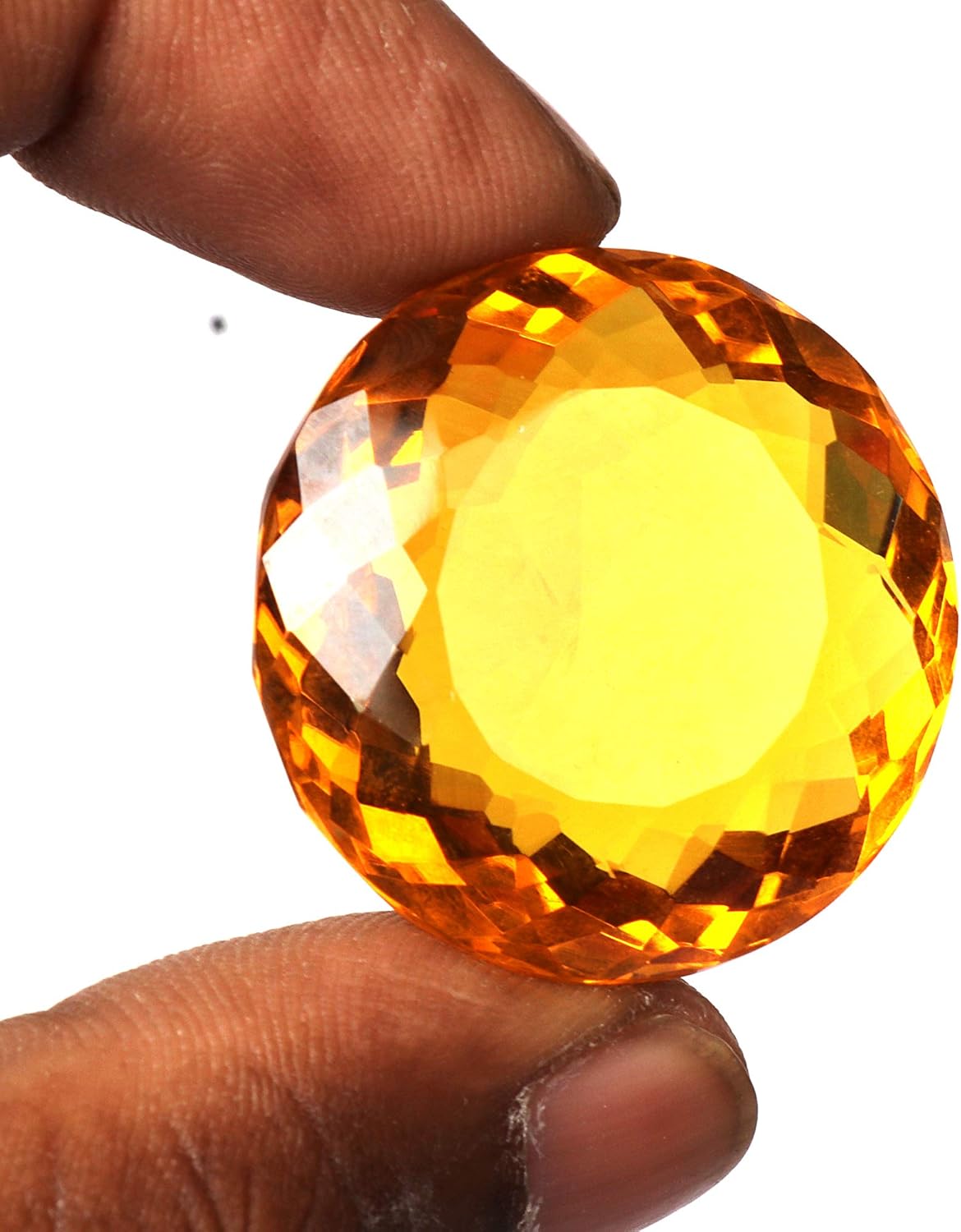 Real-Gems 93.05 Ct Yellow Citrine Round Shaped Loose Gemstone