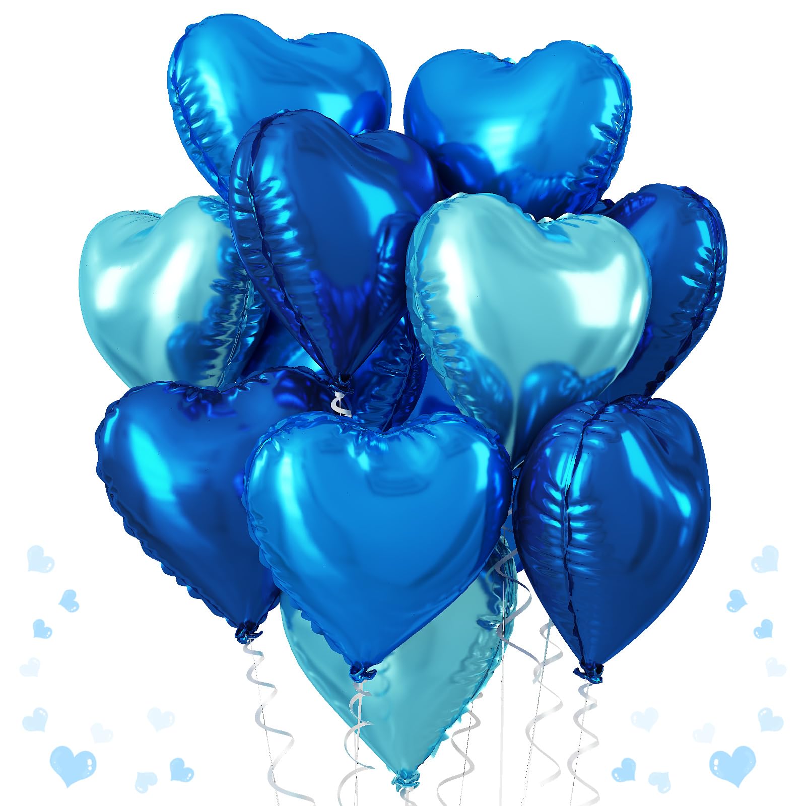 Blue Heart Foil Balloons, 18 Inch Royal Blue Heart Shape Mylar Balloon, 9PCS Navy Blue Party Decorations for Space Theme Boys Men Birthdays Graduation Celebration Wedding Baby Shower Party Supplies
