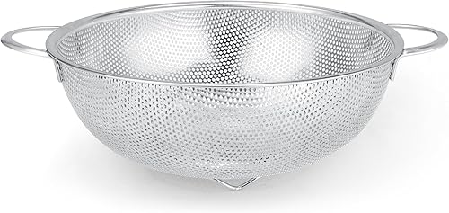 Colador de acero inoxidable de 3 cuartos de galón, colador de metal con base, colador para alimentos de cocina, apto para lavavajillas