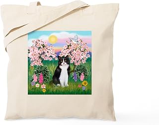 CafePress Blossoms/Tuxedo Cat Tote Bag Reusable Natural Beige Canvas Shopping Bag