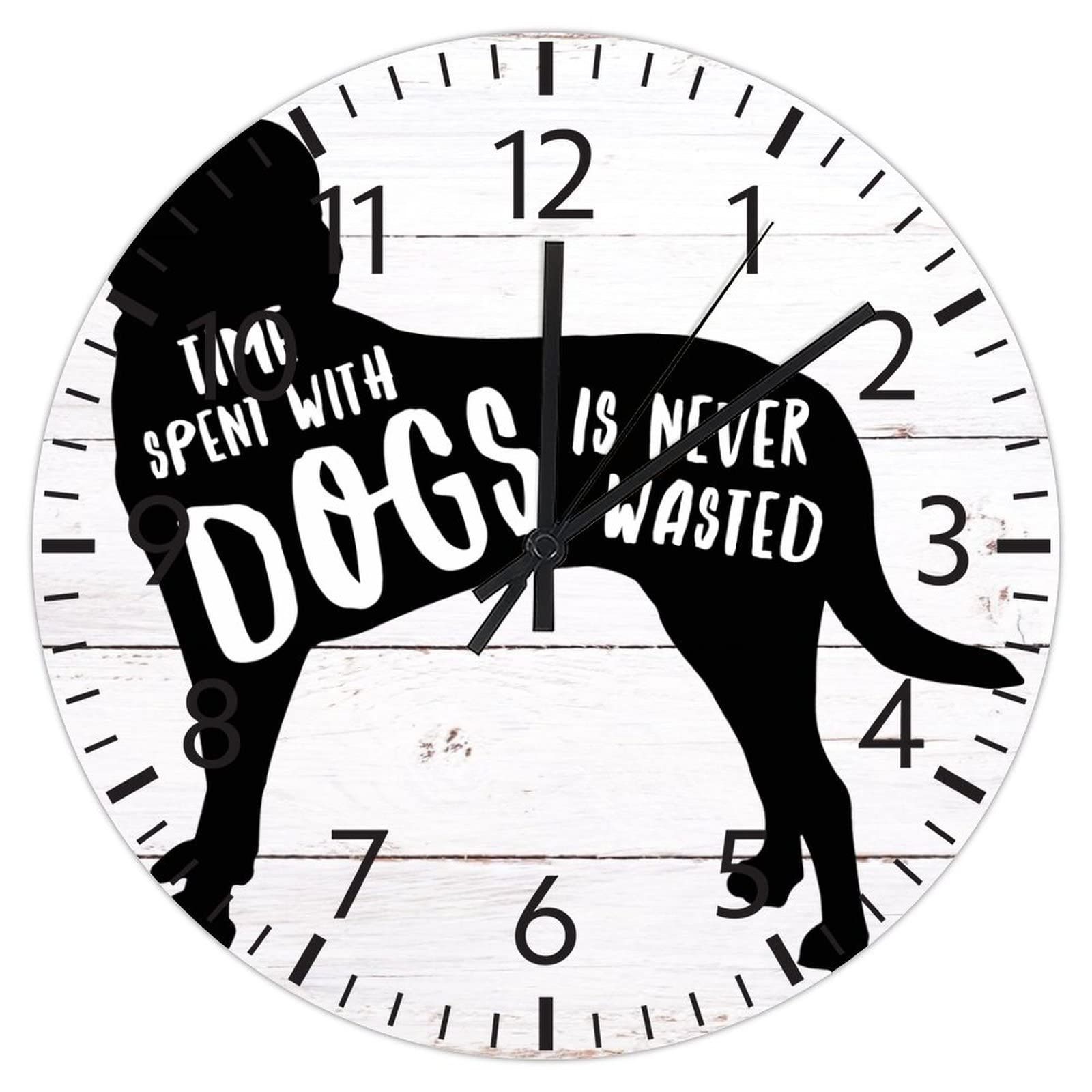 Horloge murale motif caniche sans tic-tac pour salon et cuisine