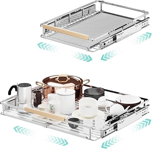 Paquete de 2 organizadores extensibles extraíbles para gabinetes, ancho ajustable 17.1 28 pulgadas de ancho x 22.5 pulgadas de profundidad,