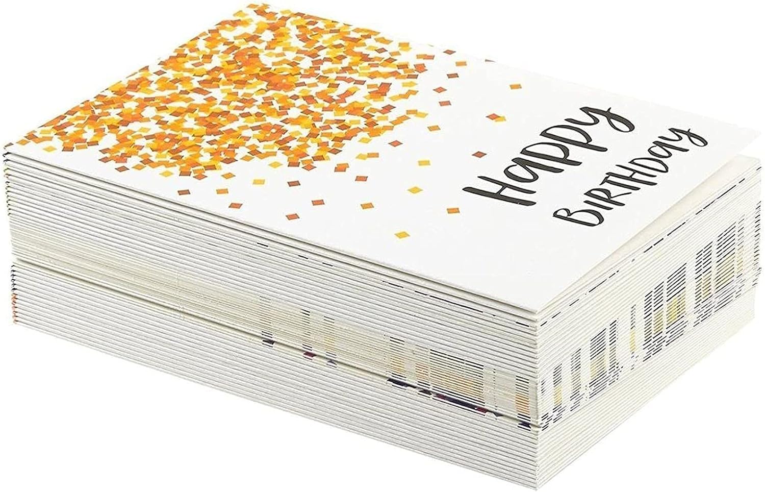 48 Pack Birthday Cards Bulk, 6 Assorted Confetti Designs with Envelopes, 4x6