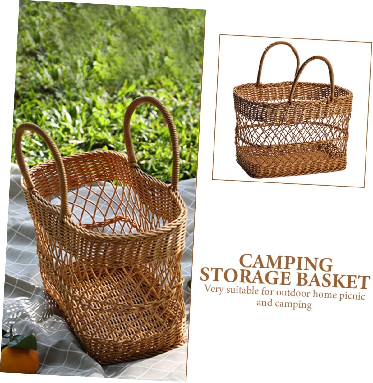 Multi-functional Woven Storage Basket Rustic Picnic Grocery Organizer for Flowers Bread and Snacks for Outdoor Events Weddings and Home