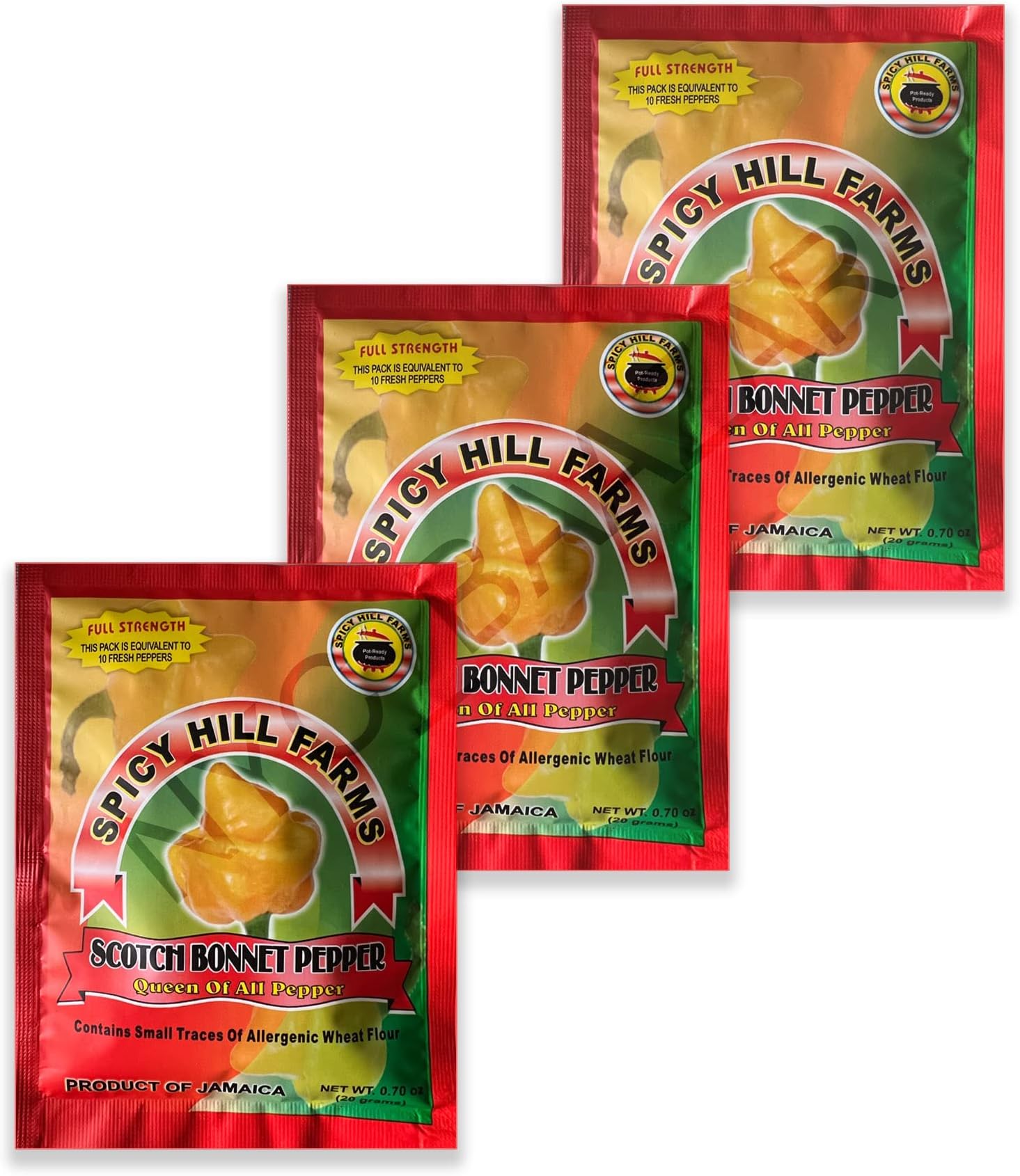 Spicy Hill Farms Dried Scotch Bonnet Pepper (Pack of 3)
