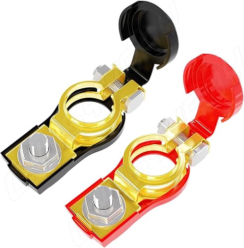 CHUSYYRAY Conector de terminal de batería, 1 par positivo y negativo, terminales de batería con cubierta de plástico compatible con automóviles,