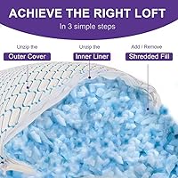 Vista 4 de Almohadas de espuma viscoelástica tamaño estándar, conjunto de 2, almohada firme de enfriamiento ajustable para dormir de lado, espalda o estómago