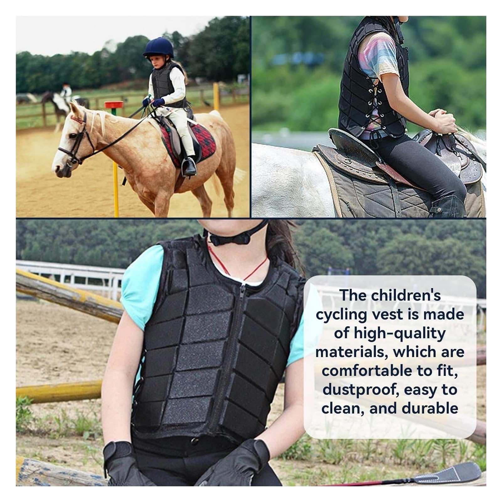 Ecuestres chaqueta protectora chaleco， Chaleco de seguridad acolchado y protector for entrenamiento de equitación, cómodo y adecuado for niños y niñas