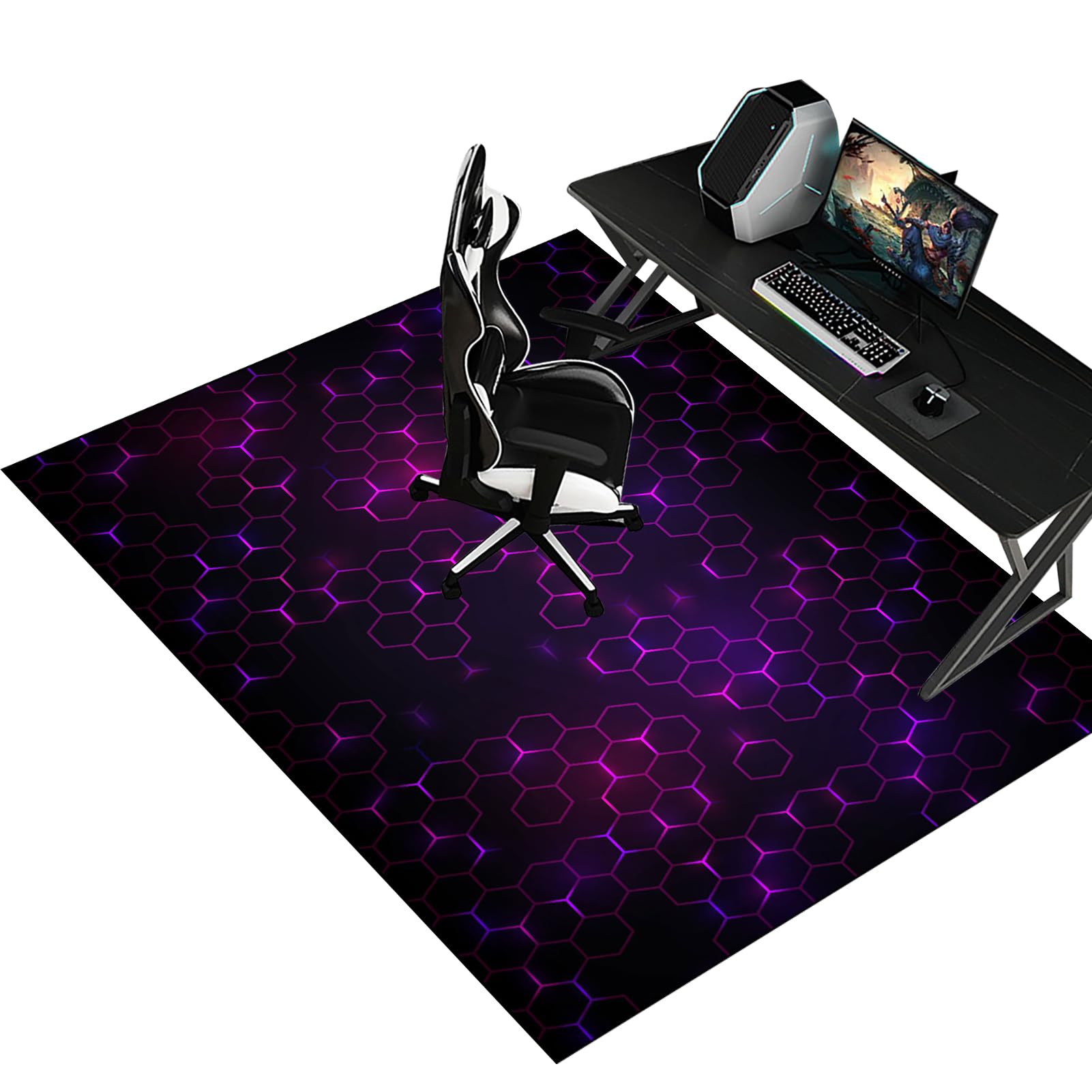Fzamudng W1-552 Gaming Chair Mat 70 X 90 Cm For Floor Protection - Office Mat For Low/Medium Pile Carpeted Floors With Easy Glide