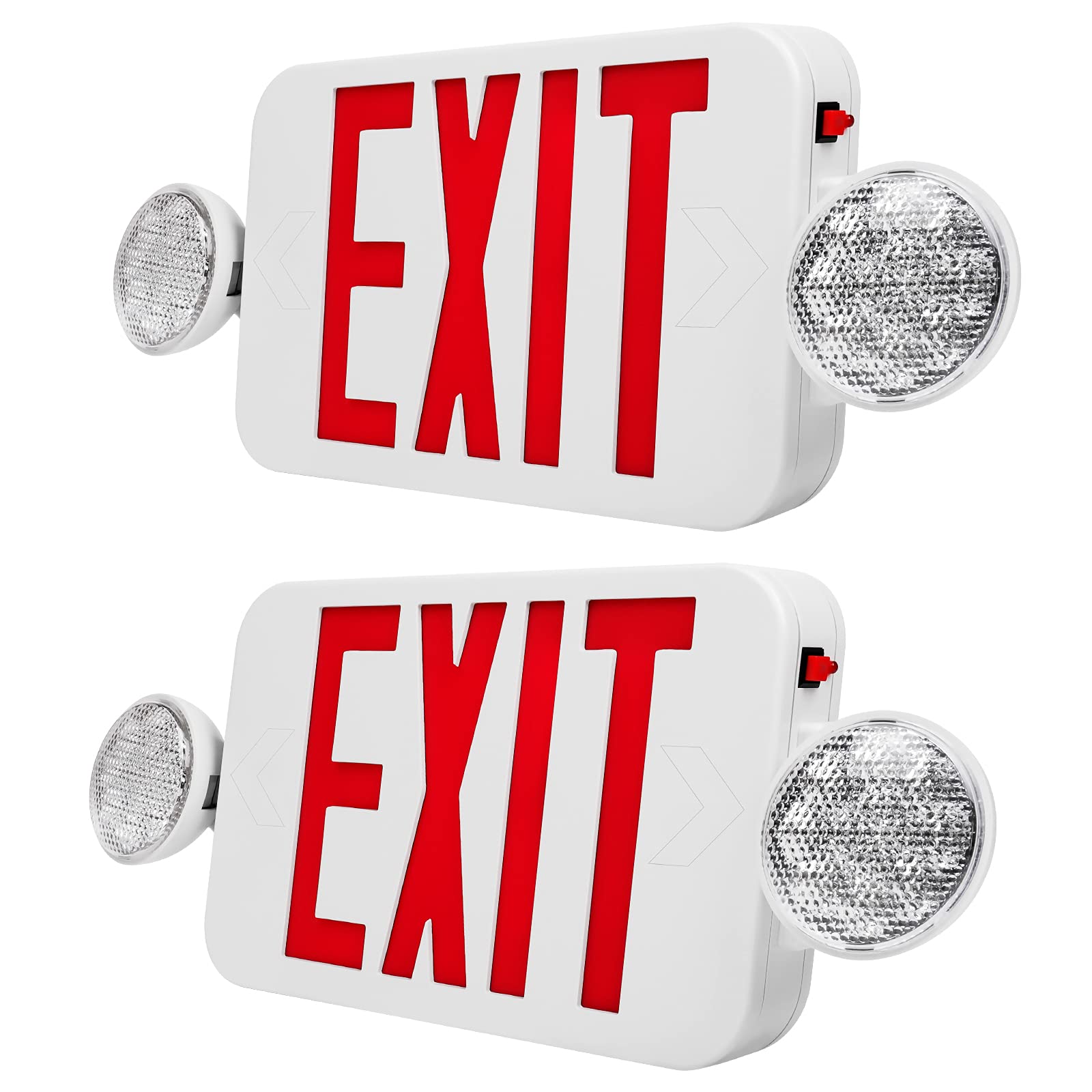 Buy 2 Pack Exit Sign with Emergency Lights,Emergency Exit Light Two LED Adjustable Head