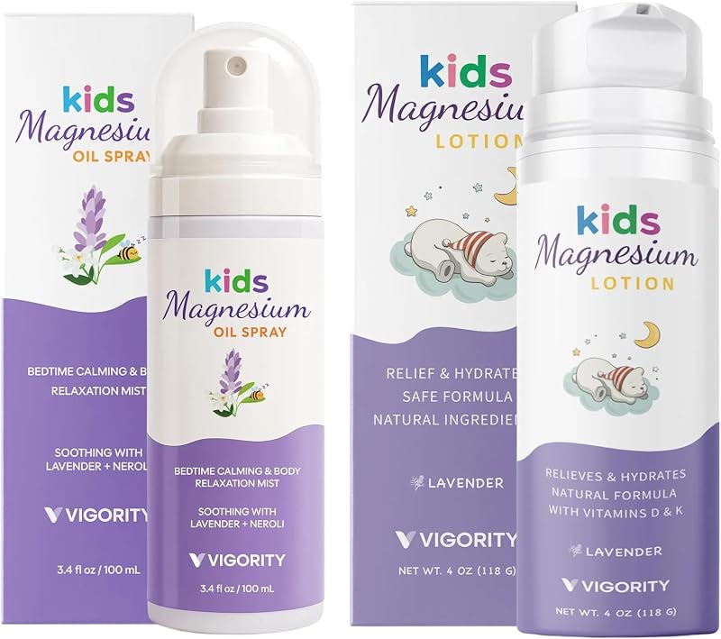 Conjunto infantil Vigority com loção de magnésio e spray aromático de lavanda e neroli