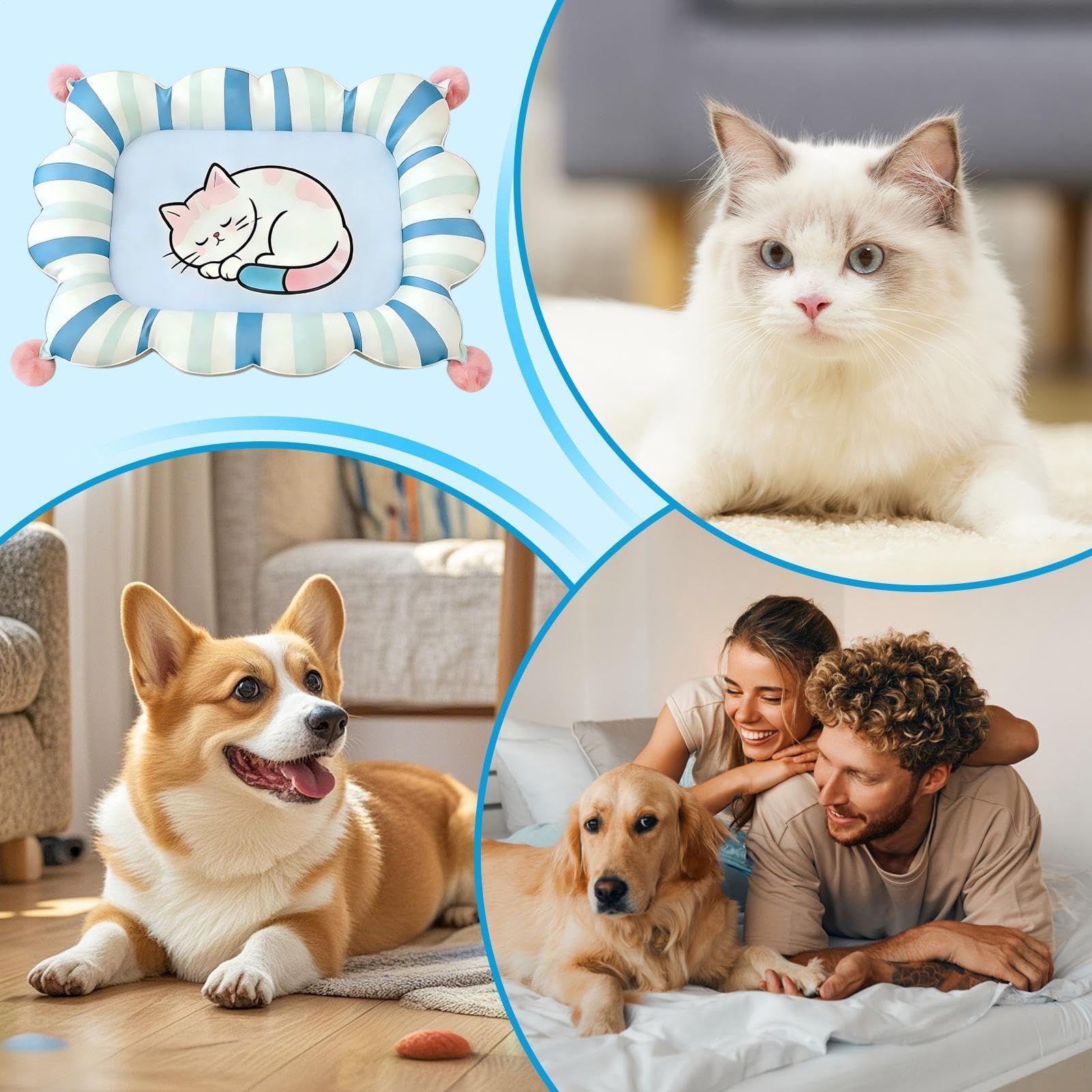 Generisch Katzen Kühlmatte 67x47x10cm Selbstkühlende Gel Matte Für Katzen Und Hunde – Druckaktivierte Kühlung – Kratzfeste Wasserfeste Sommer Matte Für Boden Sofa Innenbereich L