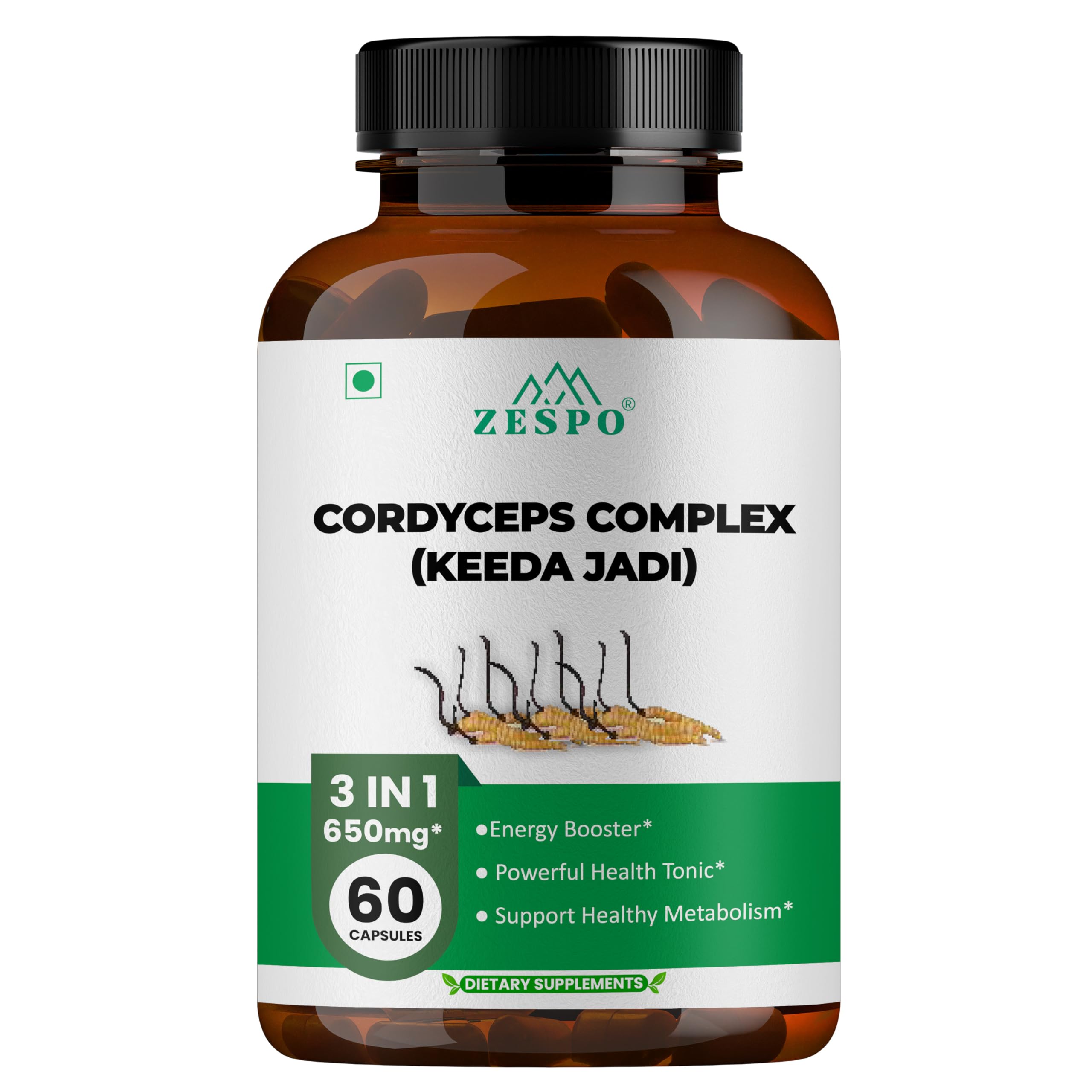 Zespo Cordyceps Complex (Keeda Jadi) 650MG - Supports Energy, Immunity & Overall Wellness with Cordyceps Sinensis, Reishi & Turkey Tail Mushroom - 60 Cap (B0C4L5Z79G) Amazon Price History, Amazon Price Tracker