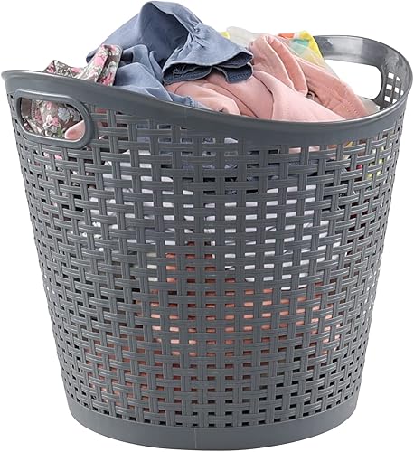 Miniatura 7 de Gainhope - Paquete de 6 cestas de almacenamiento grandes de plástico de 30 L, cesta de lavandería con asas recortadas, cesta de plástico para la