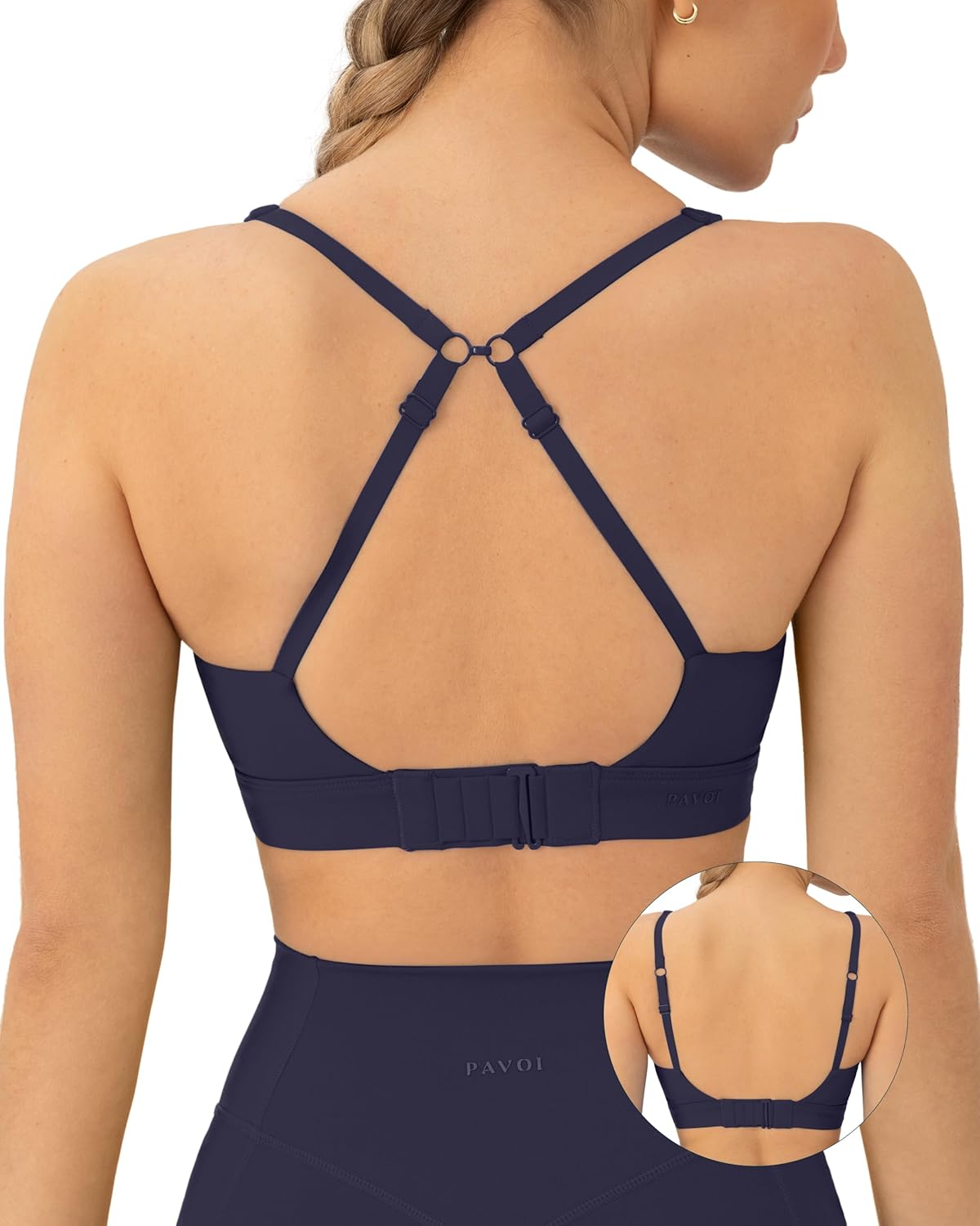 PAVOI ACTIVE Racerback Adjustable Sports Bra for Women - High Support Convertible Straps High Impact Workout Bras - HiPerform
