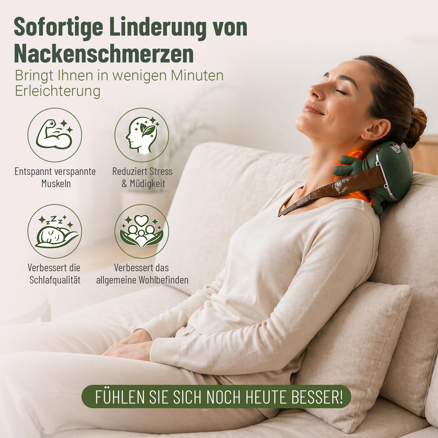 BeFit24 Nackenmassagegerät 4D mit Wärme, Kabellos, Tiefengewebe Massagegerät für Nacken Schulter Rücken, Effektiv gegen Schmerzen & Verspannungen, Ideal für Büro, Zuhause & Geschenk
