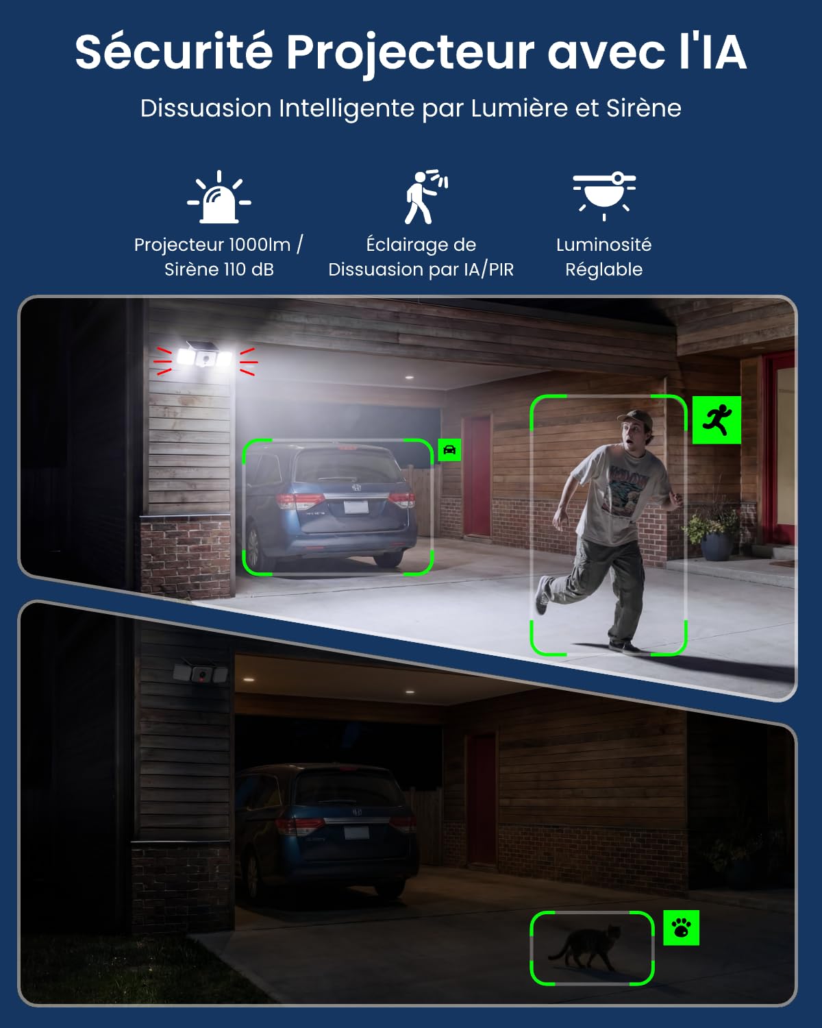 Reolink 2K Caméra Solaire Projecteur 150°, 1000LM, Solar Floodlight Cam | Alarme Sirène, Détection AI/PIR, Vision Nocturne Couleur, Wi-Fi 6 Bi-Bande, IP66 Étanche, SolarEase Panneau Solaire Intégré