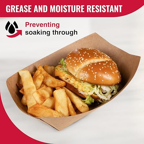 Miniatura 3 de IDL Packaging Bandeja de papel kraft de 3 libras (paquete de 125)  Recubierto de poliéster para mayor resistencia a la humedad  Reciclable  Bandeja