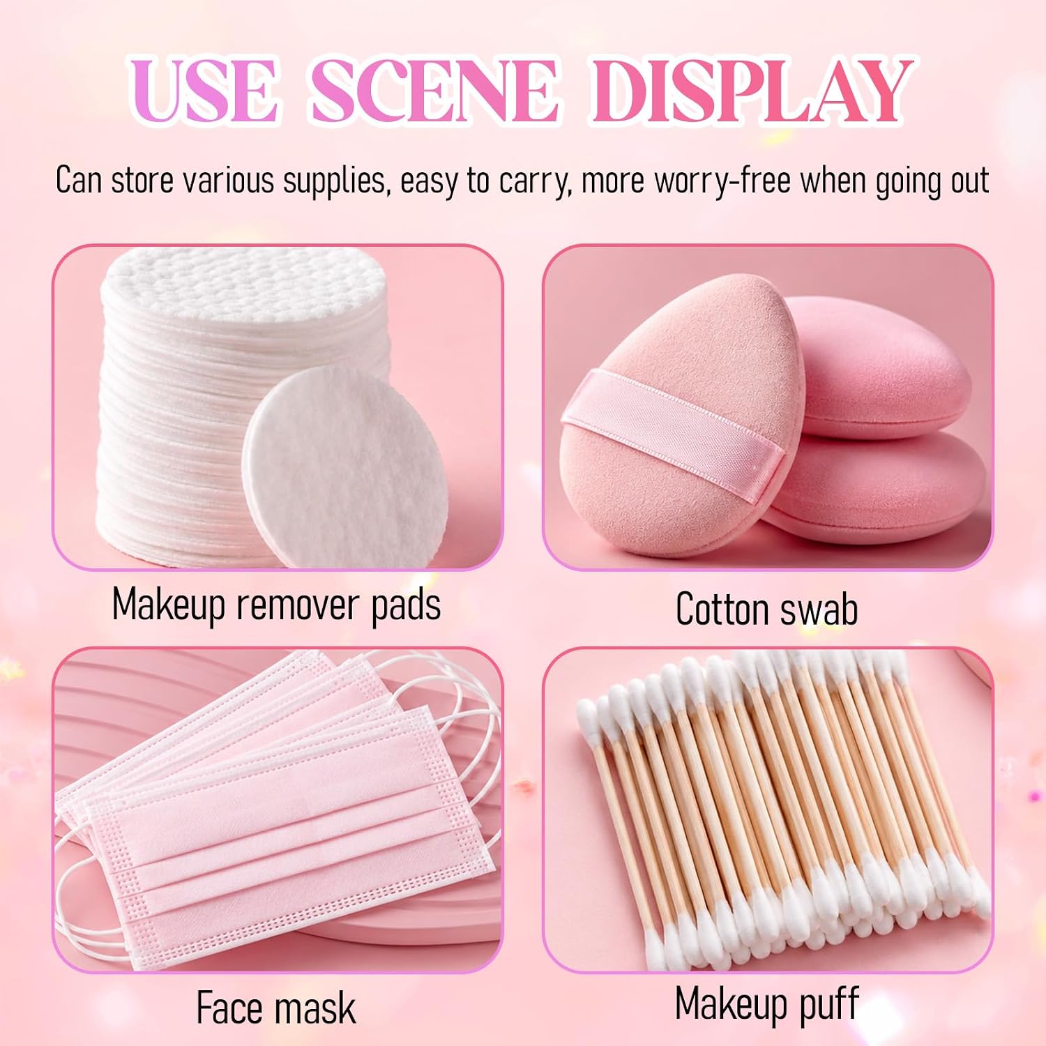 3PCS Portable Transparent Cotton Swab Floss Container