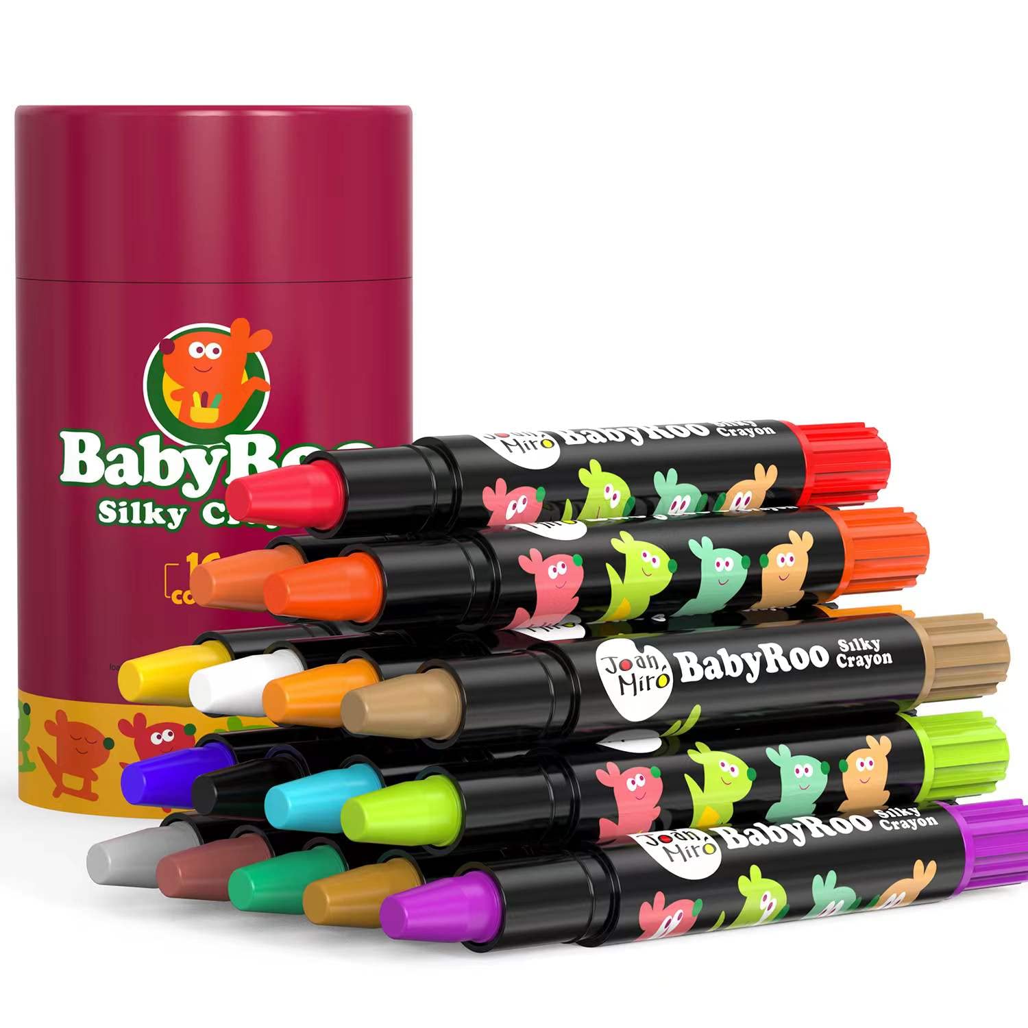 AIERVEN Jumbo Crayons for Toddlers, 16 Colors Twistable Washable Crayons, Palm Grip Silky Large Crayons for Babies and Kids 3+, Coloring Art Supplies, Gift for Boys and Girls Back to School