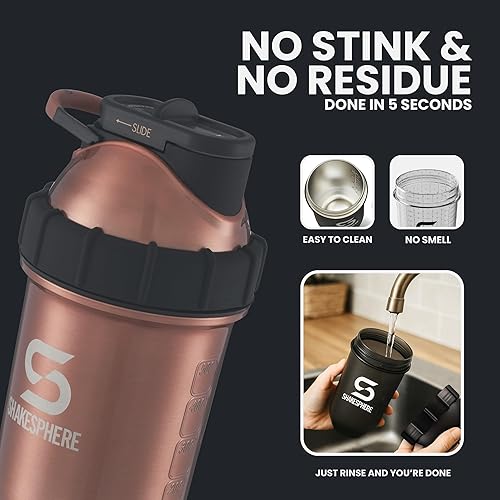 Miniatura 8 de ShakeSphere - Vaso de acero Mantiene las bebidas calientes o frías gracias a su material aislante, 24 onzas (cobre)