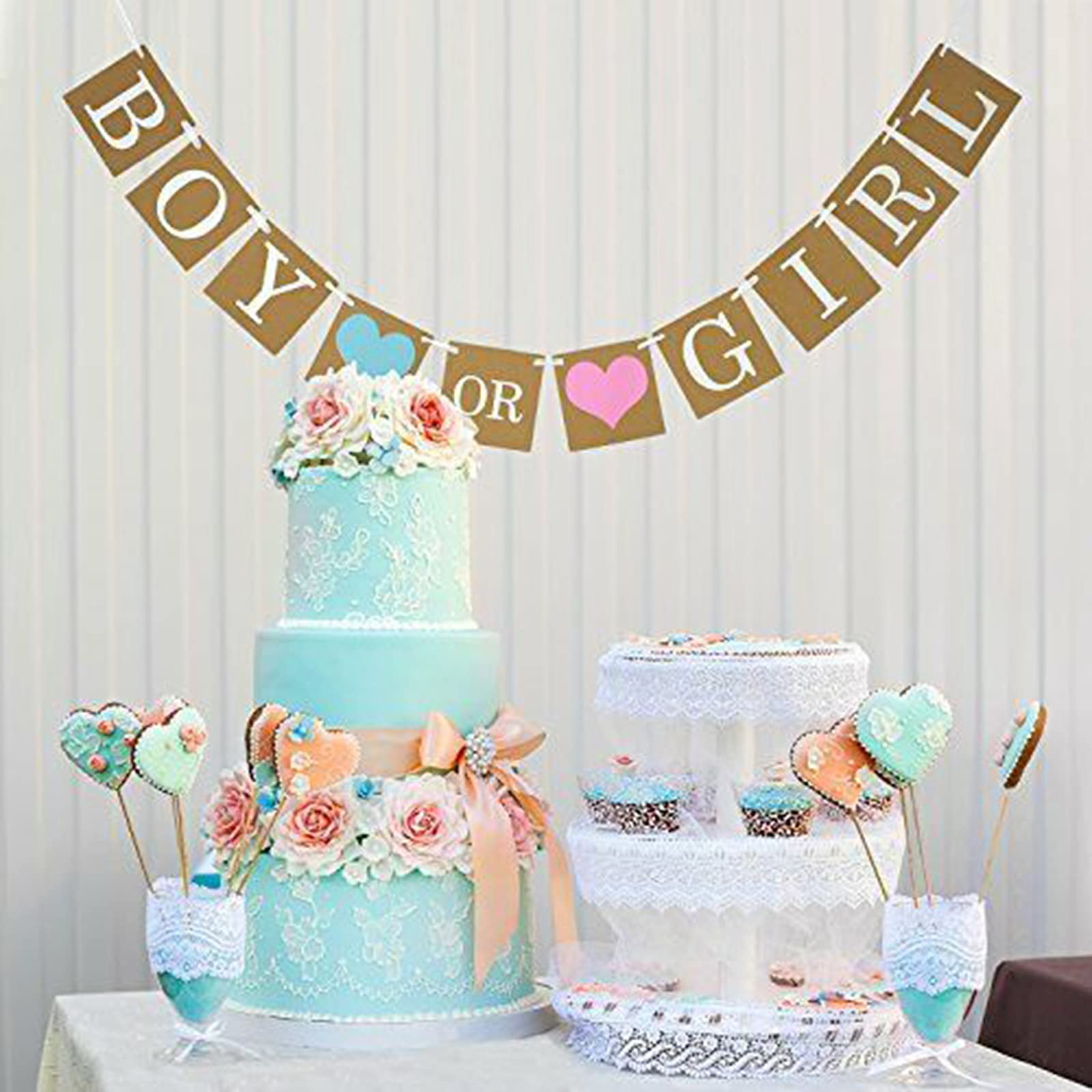 Bannière "Boy Or Girl" Pour Révélation Du Sexe - 10 Fanions En Papier Kraft - Ruban De 220 Cm - Décoration Fête Prénatale