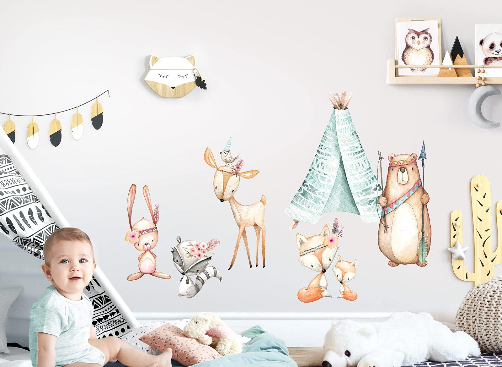 Adesivo da parete con pianeti e astronauti, acquerello, per cameretta bambini - set di simpatici adesivi da parete - Italia