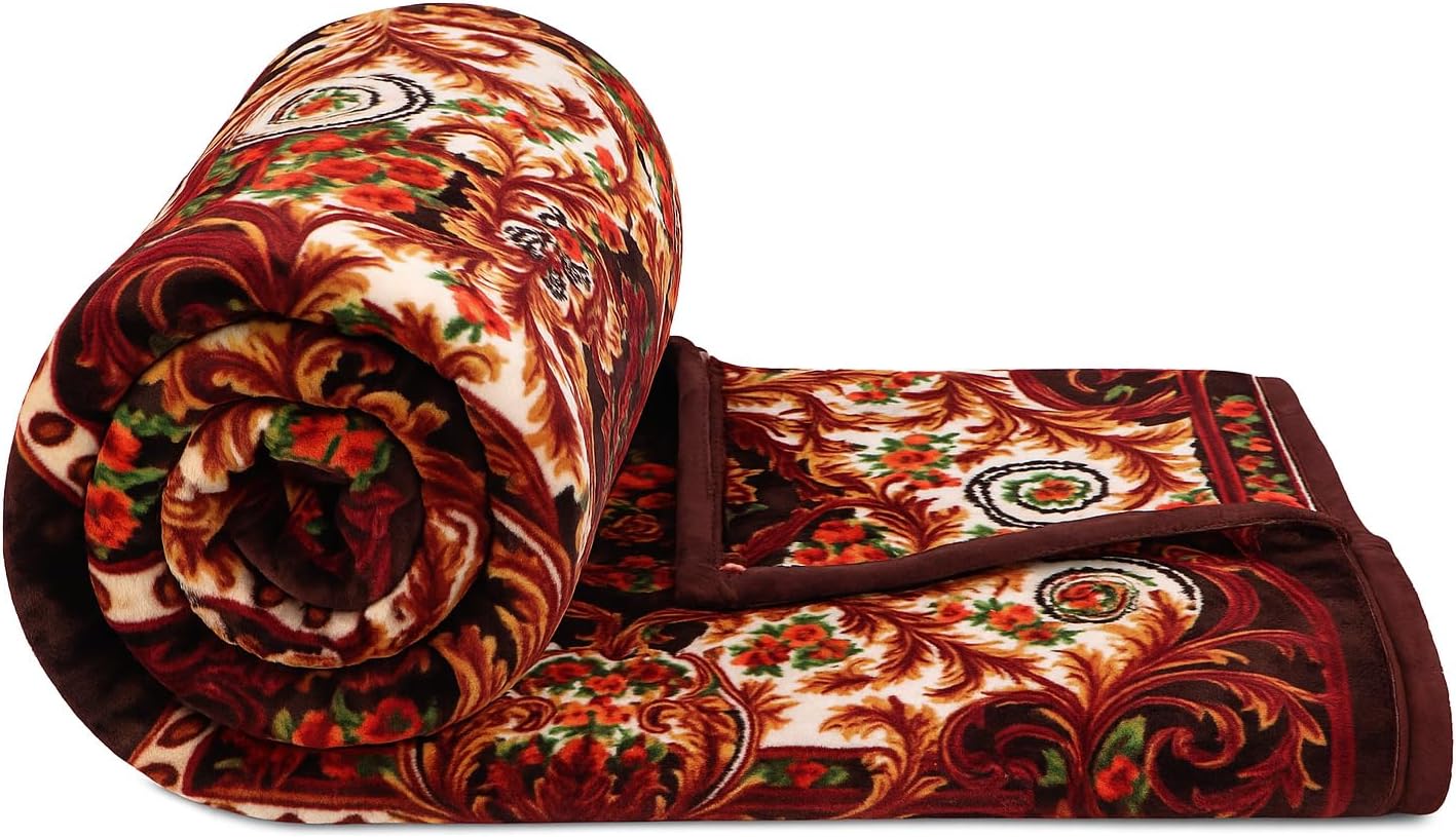 - VAS COLLECTIONS® Premium Soft Mink Blanket 2500g – Luxurious Plush Fleece, Warm & Cozy Heavy Winter Blanket for King Size Double Bed 220 x 230 cm, Sofa & Couch (Brown & Red, Double Bed (2.5 Kg))