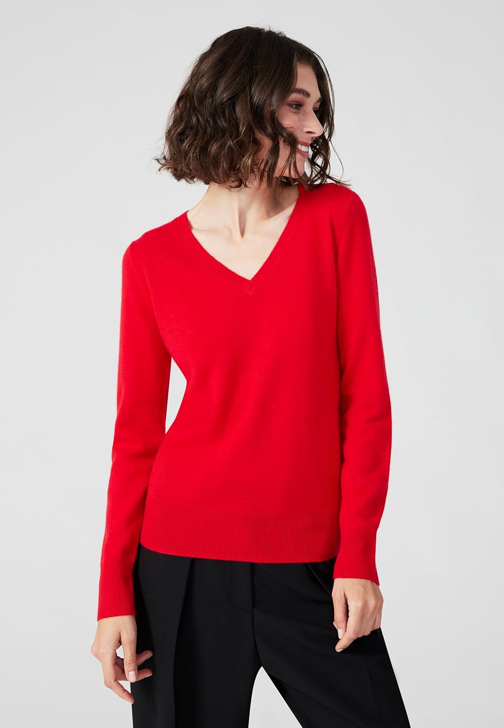 Style Republic Women's 100% Cashmere V-Neck Sweater, Regular Fit, Premium Knit Jumper for Autumn and Winter, Red, Size Extra Small, XS - Image 6