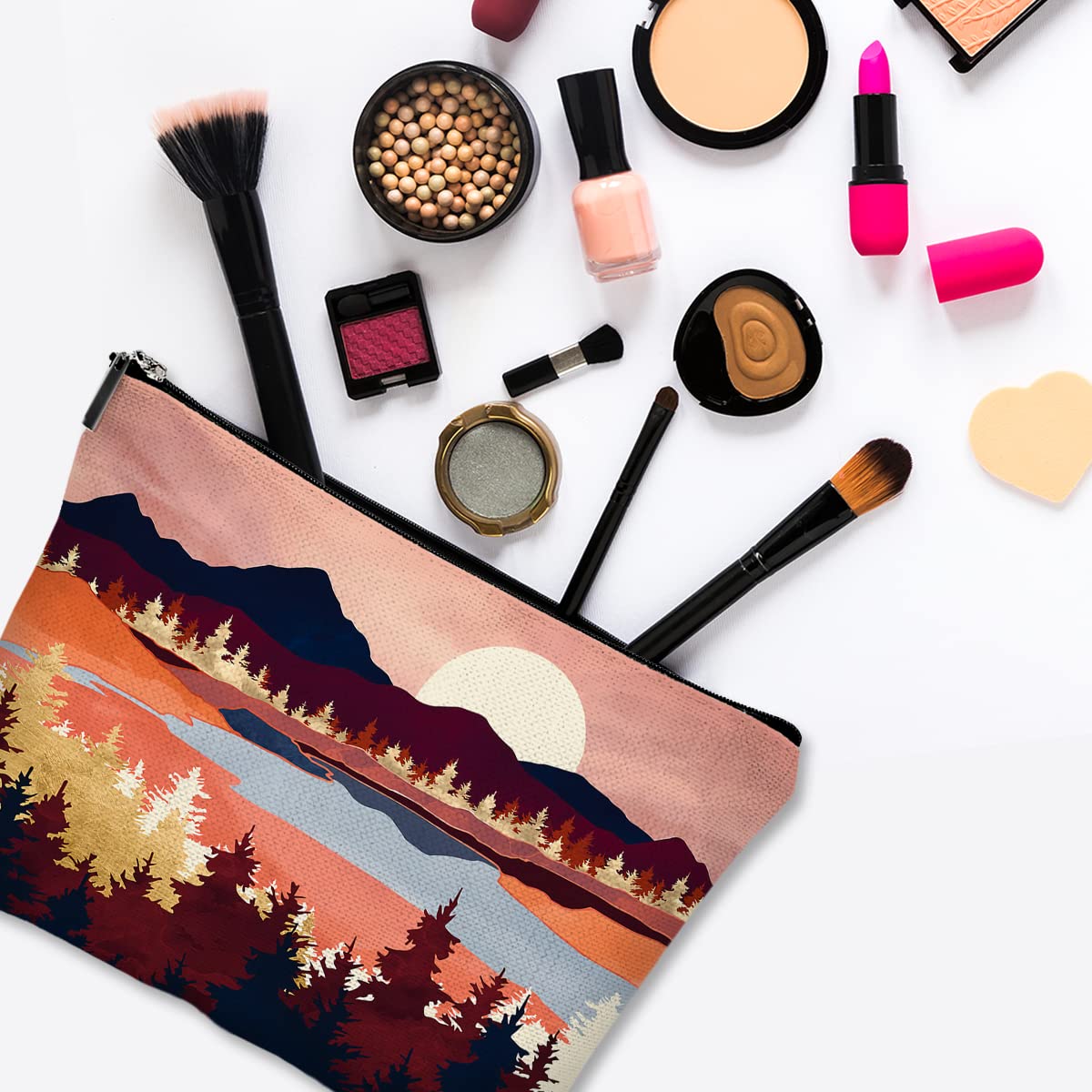 Kleine Make-up-Tasche für Geldbörse, niedliches Segeltuch, wasserdicht, Kosmetiktasche für Damen, mit Reißverschluss, Reise-Kulturbeutel