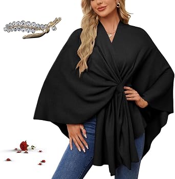 Elegant Shawl Wraps Soft Open Front Poncho Sweater, 2025 New Womens Shawl Wraps,for Spring Fall Winter