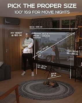 100 Projector Screen with Stand & Universal Projector Tripod Stand