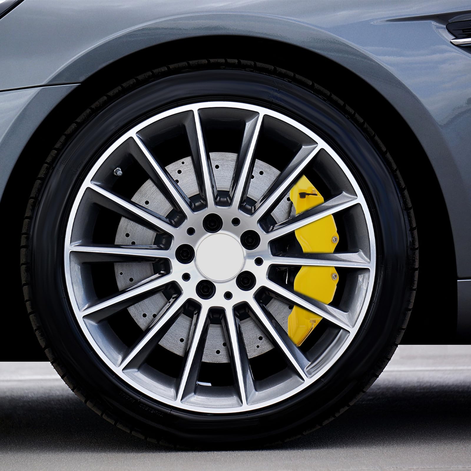 SHINEOFI Cubre Pinzas de Freno Estilo 3D Amarillo para Coches Protección Completa y Fácil Instalación, Kit de 2 Sets para Pinzas de Freno Delanteras y Traseras