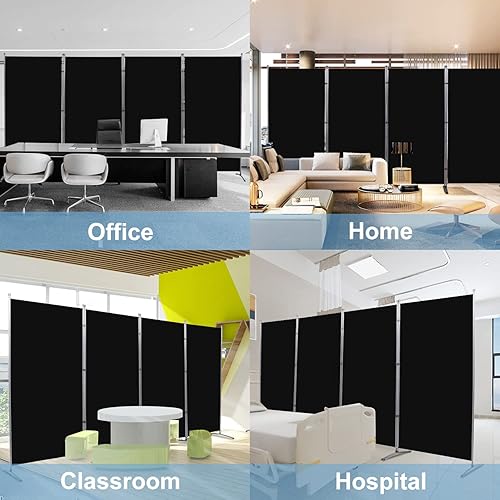 Miniatura 7 de Room Divider, 6 Panel Office Partition, Movable Fabric Folding Privacy Screens, Office Wall Divider Screen for Classroom, Bedroom, Freestanding