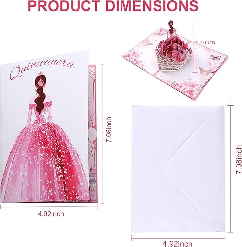 Miniatura 2 de Rotel Tarjeta de quinceañera, tarjetas de cumpleaños número 15 para regalos de quinceañera, tarjetas para quinceañeras de 15 años, número 15 centro